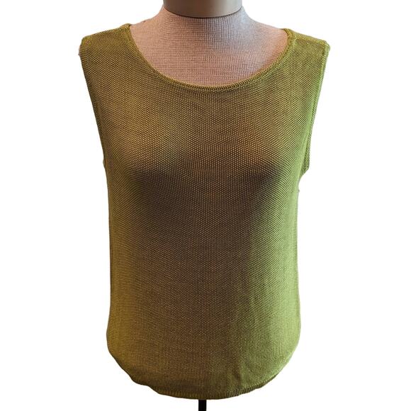 Chico's Private Edition Rayon Double-Knit Sleeveless Sweater Green Sz 1 Med - Picture 1 of 5